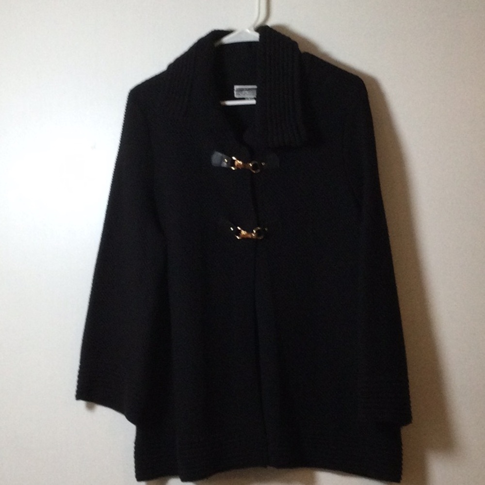 Black Women's Sweater with Toggle Closures